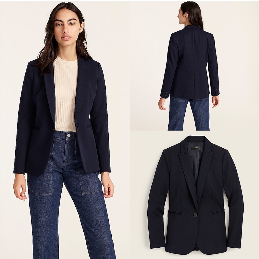 J. CREW PARKE BLAZER IN BI-STRETCH COTTON NAVY BLUE